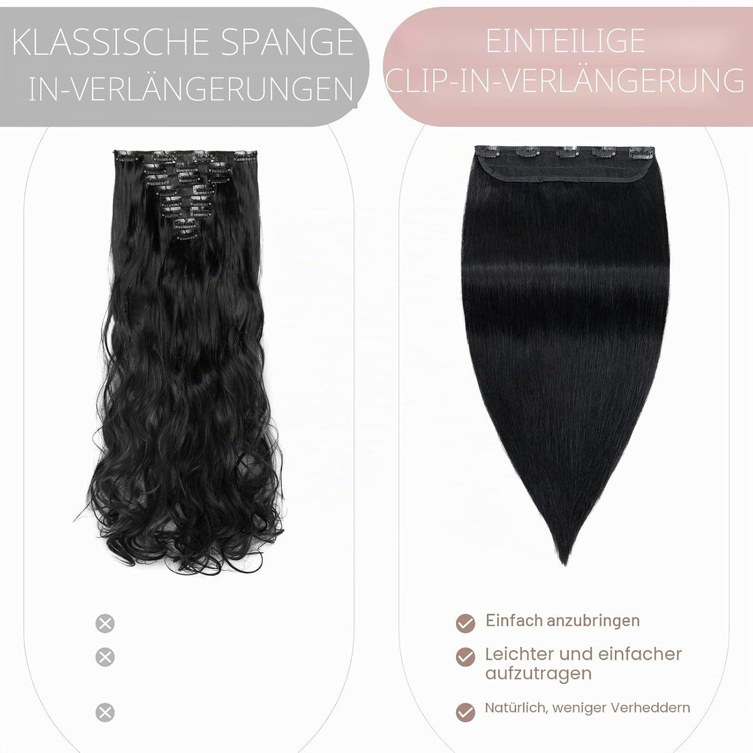 SEGO Haarteil Clip in Extensions Echthaar DICKER 1 Tresse 5 Clips Dicker Dichter Haarverlängerung 10