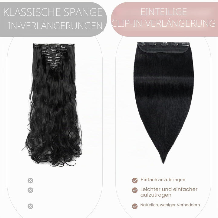 SEGO Haarteil Clip in Extensions Echthaar DICKER 1 Tresse 5 Clips Dicker Dichter Haarverlängerung 10