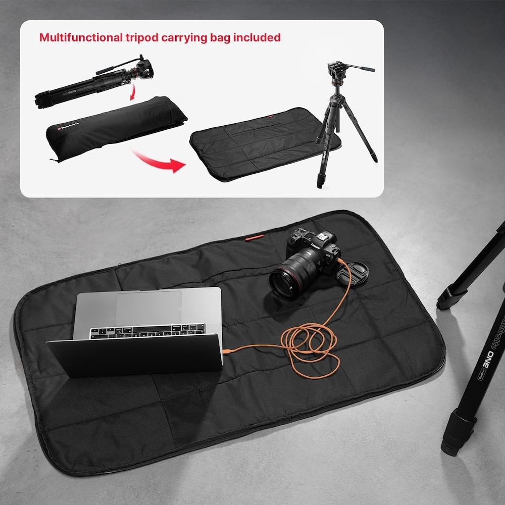 Manfrotto 500X Fluid Videokopf mit ONE Hybrid Aluminium Stativ – Foto & Video Stativ Kit, 5kg Tragla