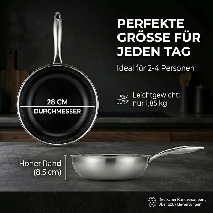 FIXLINE® BLACK FOREST Wokpfanne 28cm - Keramische Beschichtung - alle Herdarten inkl. Induktion - Ba