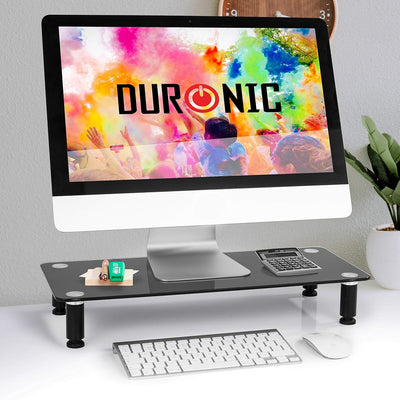 Duronic DM052-2 Monitorständer | 56 x 24 cm schwarze Glasplatte | Bis 20 kg | Ergonomischer Bildschi