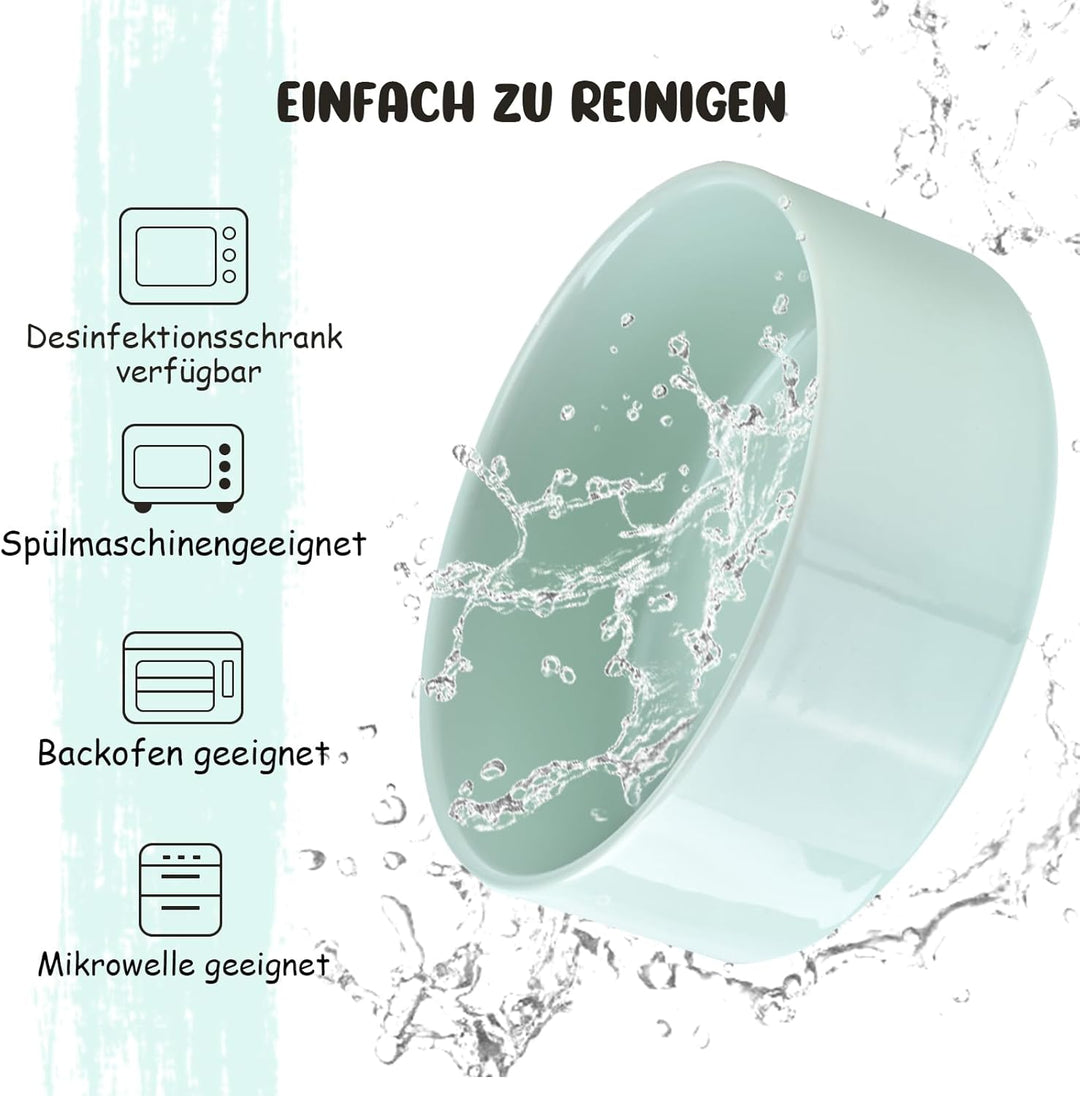 SPUNKYJUNKY 15° Kippbare Keramik Hundenapf mit Holzständer Futter und Wassernapf rutschfest für Hund