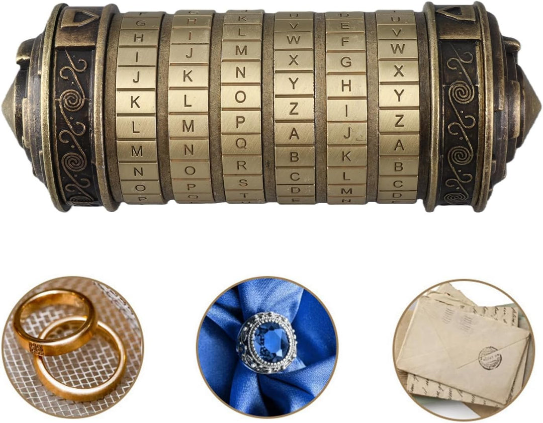 PUSOKEI Da Vinci Code Cryptex Schloss Mini Cryptex Valentinstag Geld Puzzle Box Schloss Ring Halter