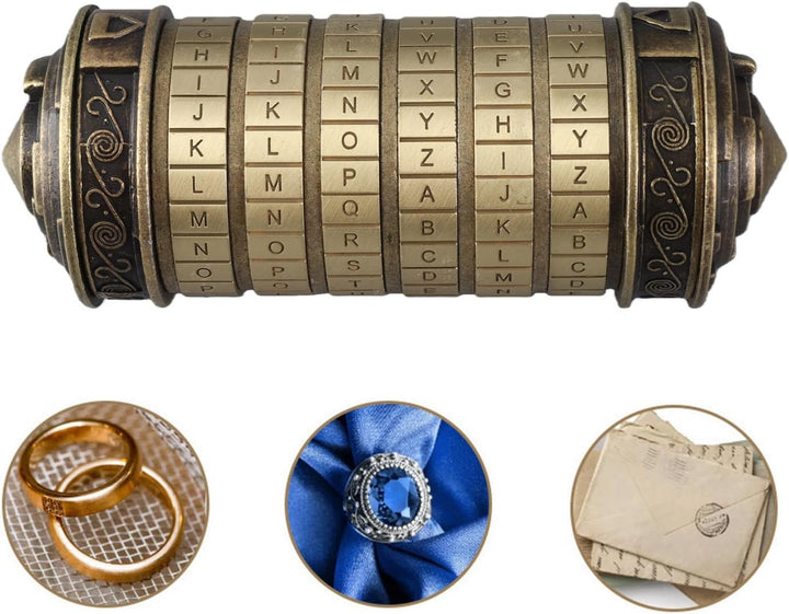 PUSOKEI Da Vinci Code Cryptex Schloss Mini Cryptex Valentinstag Geld Puzzle Box Schloss Ring Halter
