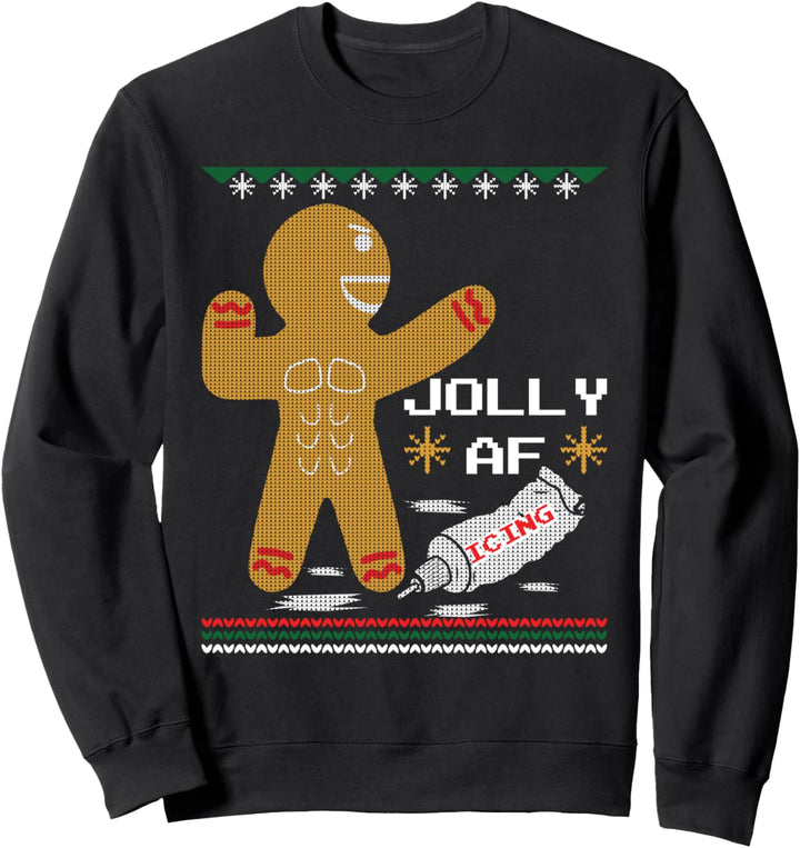 Jolly AF Gingerbread Man Body Builder Ugly Christmas Sweater Sweatshirt