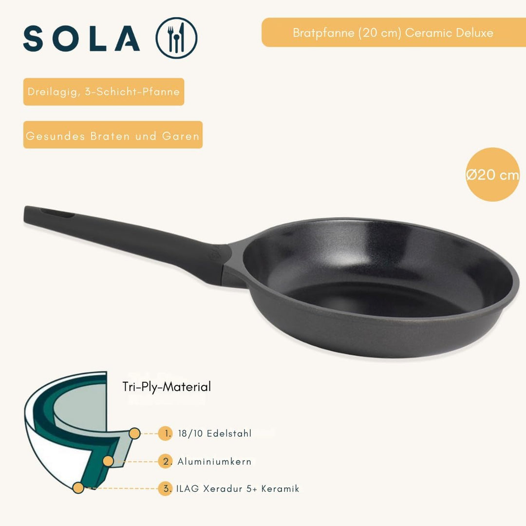 Sola Bratpfanne Ceramic Deluxe Ø 20 cm – induktionsgeeignet – keramische Antihaftbeschichtung
