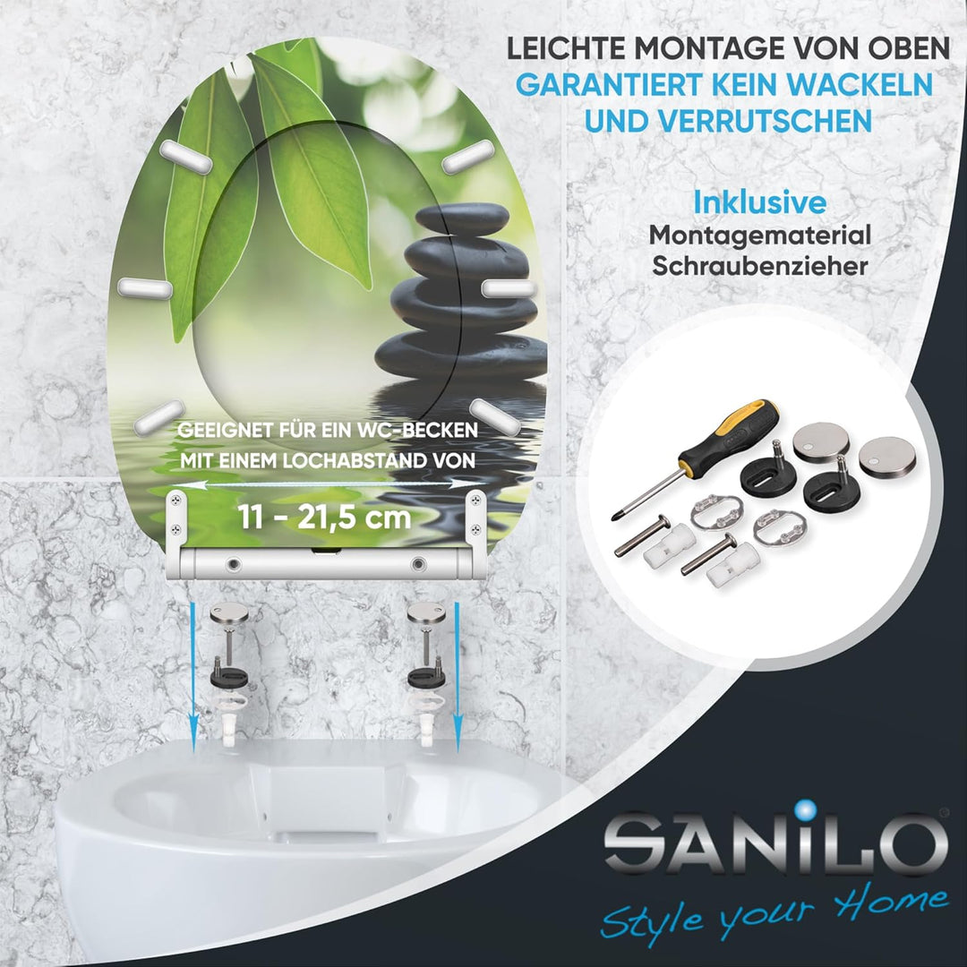 Sanilo WC-Sitz mit Absenkautomatik I Hochwertiger Toilettensitz aus Holz I Toilettendeckel in versch
