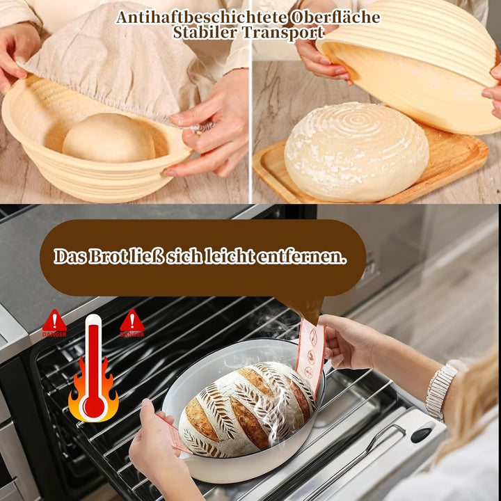 31 Stück Gärkörbchen für Sauerteig Starter Set,Gärkorb aus Silikon Brotlahme, kompletter Brotgärkorb