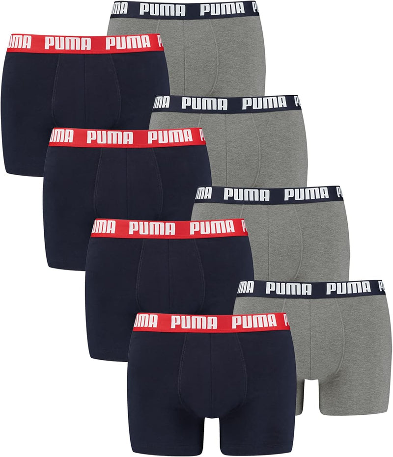 PUMA Herren Boxershorts Unterhosen 100004386 8er Pack, Wäschegrösse:L, Artikel:-036 Blue/Grey Melang