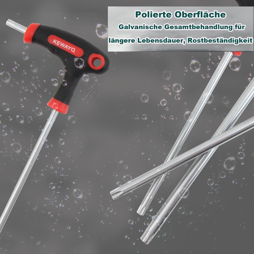 9 Teile T-Griff schlüssel-Satz,10–T50 Torxschlüssel-Set,Trx-Stiftschlüssel mit Quergriffen,T-Griff S