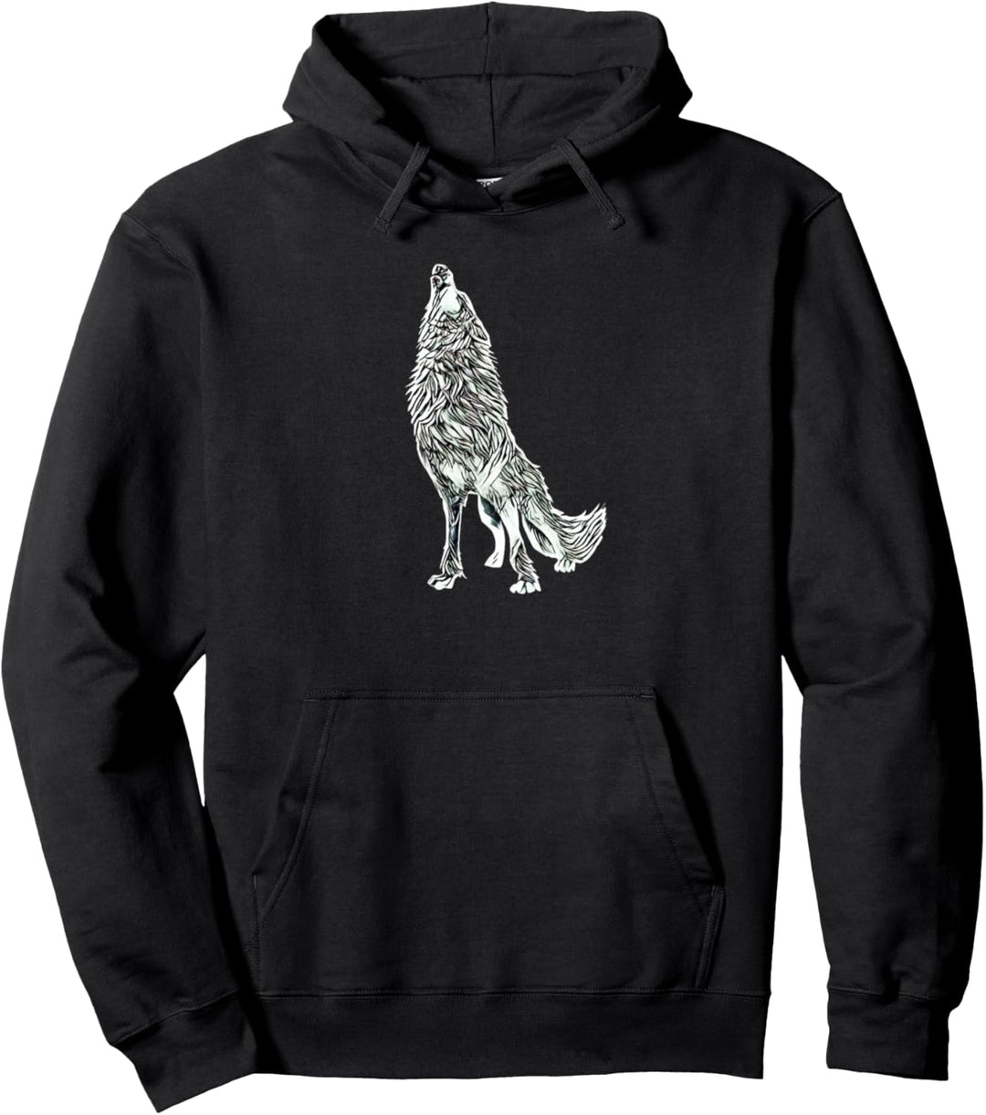 Wolf Motiv Mond Wölfe Pullover Hoodie