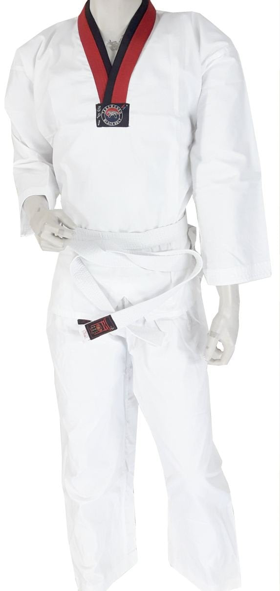 S.B.J - Sportland Taekwondoanzug Poom mit schwarz/rotem Revers 200, 200