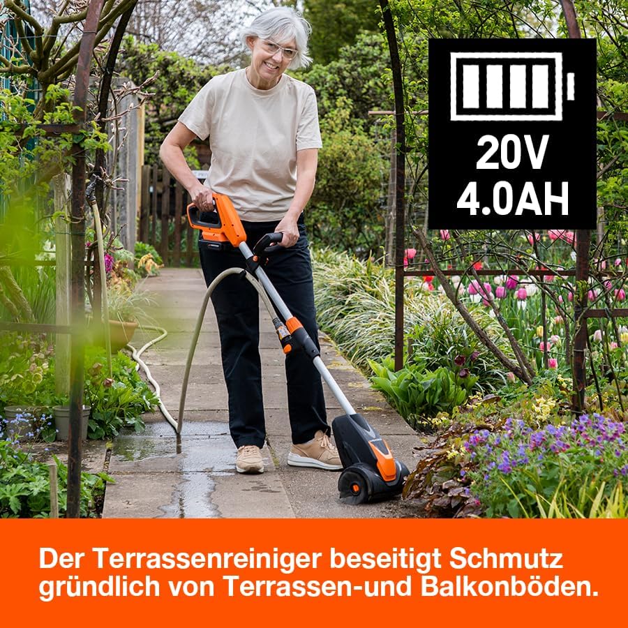 Yard Force 20V Akku-Terrassenreiniger LW CPC1, 4.0Ah Lithium-Ionen-Akku, 200mm Arbeitsbreite, einste