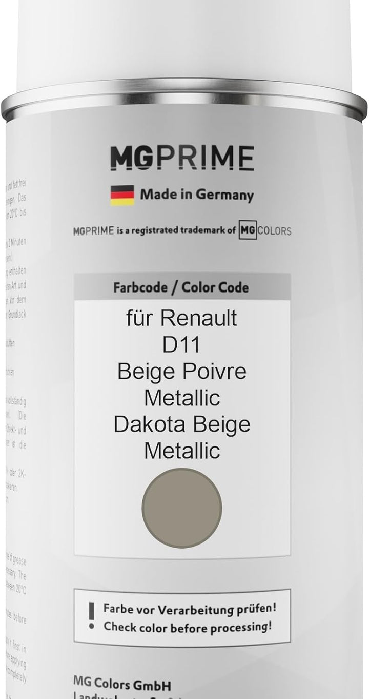 MG PRIME Autolack Sprühdosen Set für Renault D11 Beige Poivre Metallic/Dakota Beige Metallic Basisla