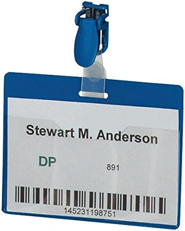 Durable Namensschild (mit Clip, 90 x 60 mm, Kunststoff) Packung à 25 Stück, transparent, 810719 90 x