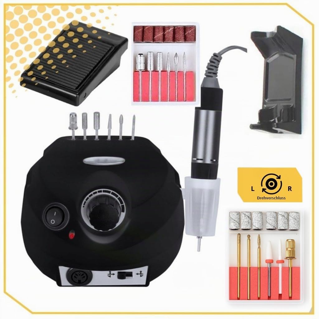 Lewer - Nagelfräser Set DM-202 65W, Professionelles Maniküre & Pediküre Set, Nagelhaut- & Lackentfer