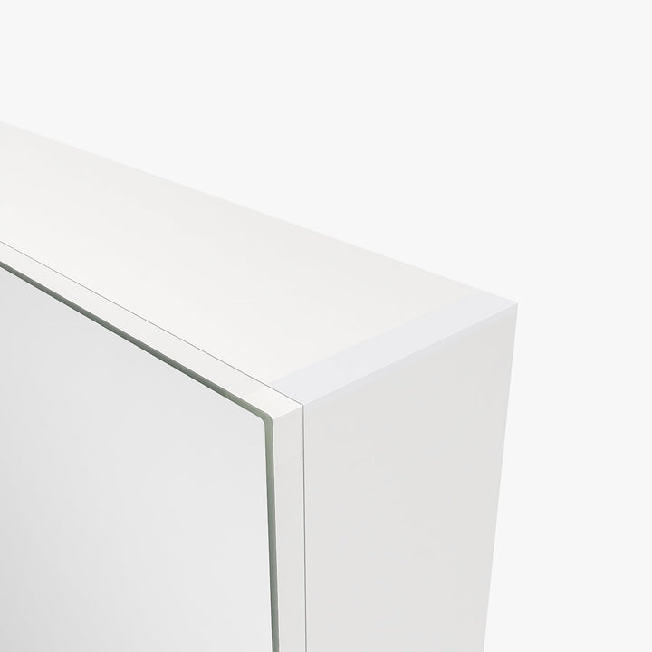 AQUABATOS Spiegelschrank Bad 50 x 70 cm ohne Beleuchtung Aluminium Rahmen Weiss matt Eintürig doppel