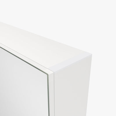 AQUABATOS Spiegelschrank Bad 50 x 70 cm ohne Beleuchtung Aluminium Rahmen Weiss matt Eintürig doppel