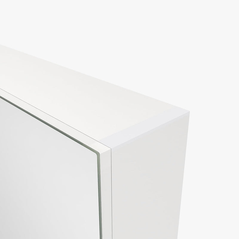AQUABATOS Spiegelschrank Bad 50 x 70 cm ohne Beleuchtung Aluminium Rahmen Weiss matt Eintürig doppel