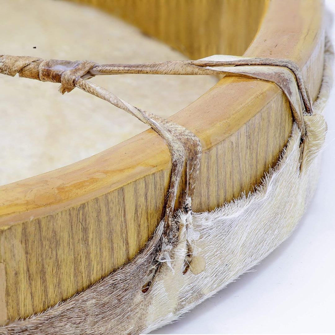 Shamandrum 60 cm Rahmentrommel Rund Ziegenhaut Behaart im mysevendo Set Shaman Drum Goat Skin inkl.