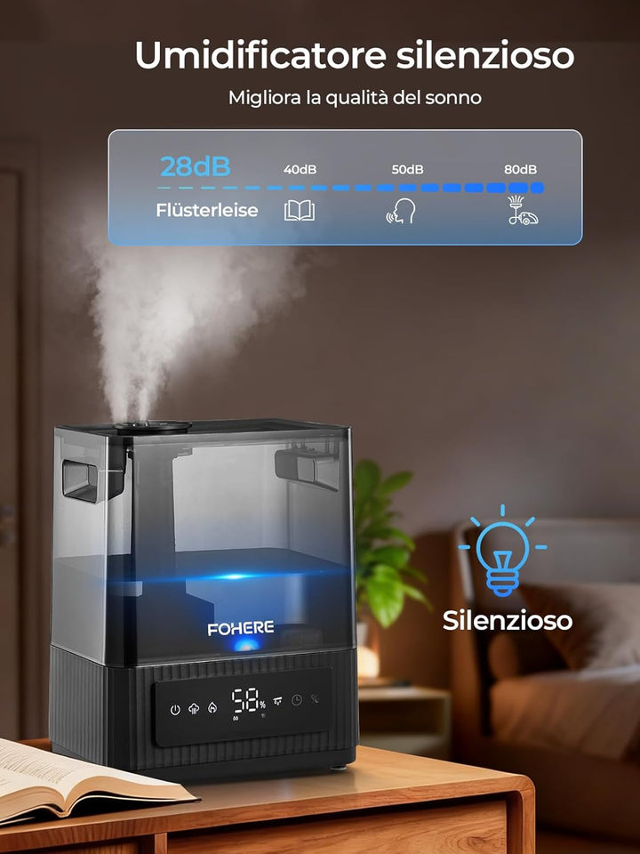 6L Luftbefeuchter für grosse Räume, Kaltnebel Leiser Humidifier für Kinderzimmer Schlafzimmer Pflanz