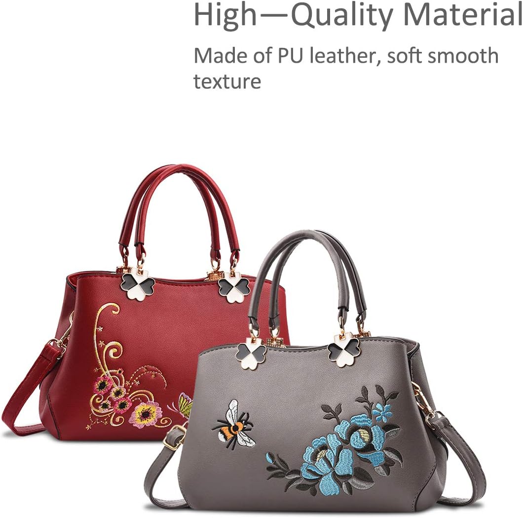 NICOLE&amp;DORIS Handtaschen Damen Mode Schultertasche Geldbörse Retro Umhängetasche Frau Tote Stickerei