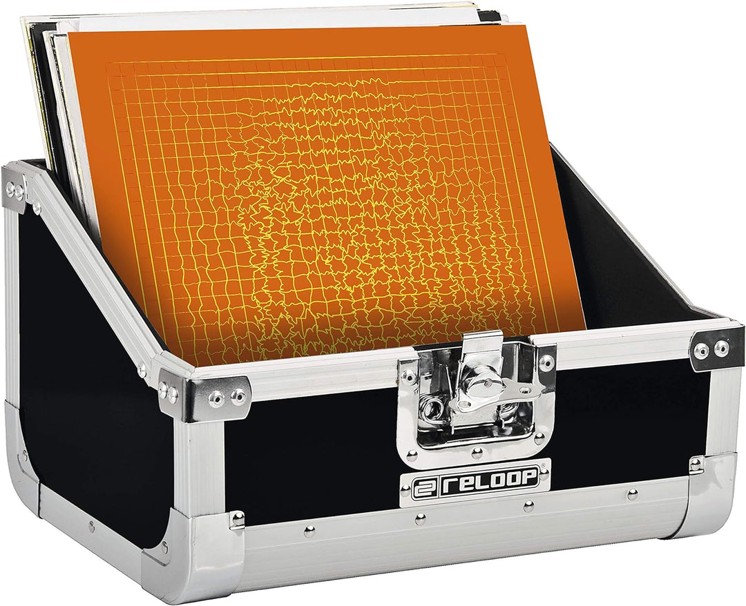 Reloop 80 Record Case Black - klassisches Platten Case, Butterfly Verschlüsse, Schaumstoffpolsterung