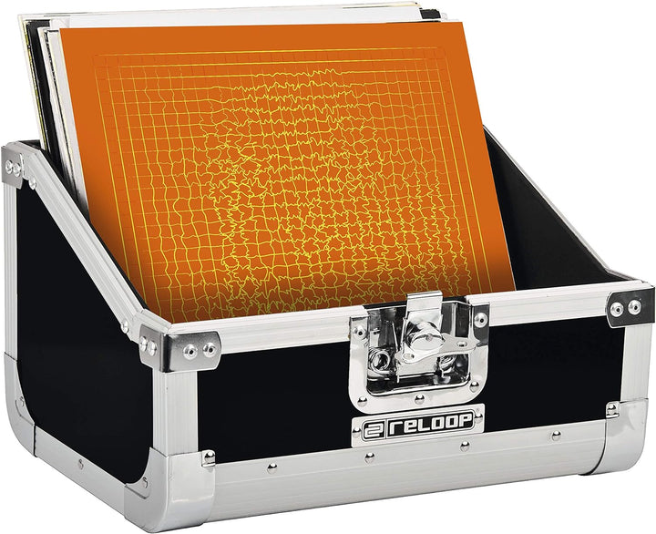 Reloop 80 Record Case Black - klassisches Platten Case, Butterfly Verschlüsse, Schaumstoffpolsterung