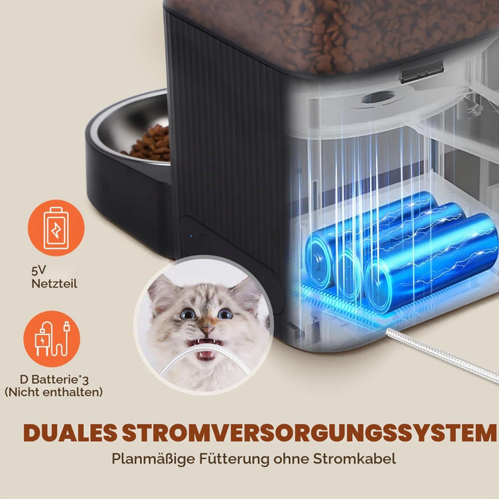 Nobleza - WiFi Automatischer Futterautomat für Katze &amp; Hund, 4.2L Pet Feeder mit Timer, 10S Sprachau