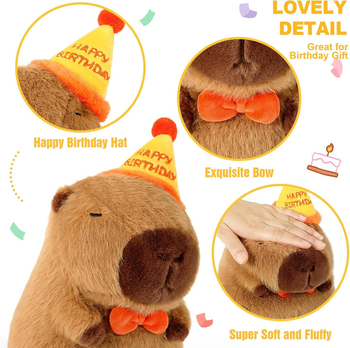shownicer Plüschtier Capybara Kuscheltier mit Geburtstag Stofftier Kawaii Capybara Plüsch Kissen Spi