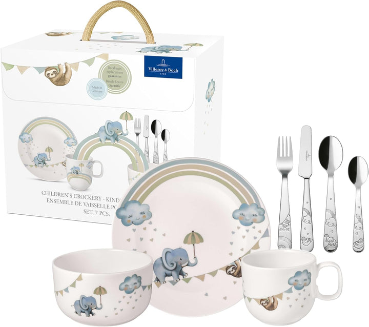 Villeroy & Boch – Boho Kids "Walk like an elephant" Kindergeschirr-Set 7 teilig, Spülmaschinenfest,