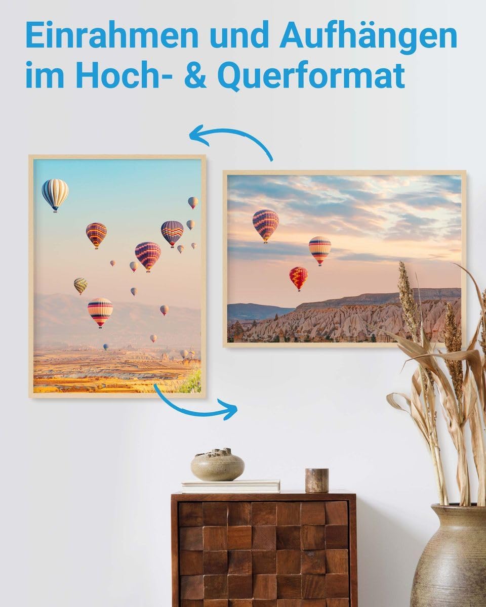 PHOTOLINI Bilderrahmen 50x70 Holz MDF Natur 3er Set, 50x70 cm Bilderrahmen gross, Rahmen 70x50 Puzzl