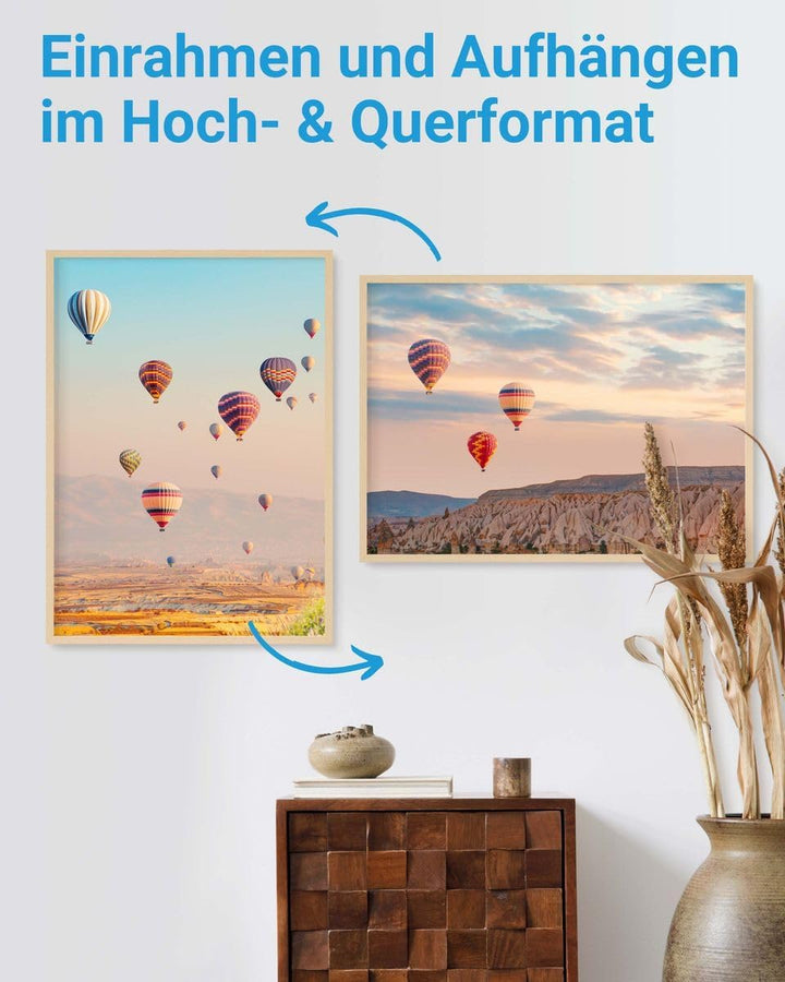PHOTOLINI Bilderrahmen 50x70 Holz MDF Natur 3er Set, 50x70 cm Bilderrahmen gross, Rahmen 70x50 Puzzl