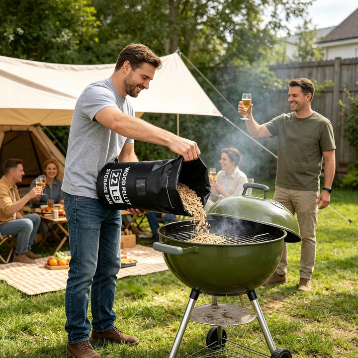 Pelletbehälter für BBQ, Kohlespender mit Fassungsvermögen von 10 kg – wasserdichter Behälter aus Hol