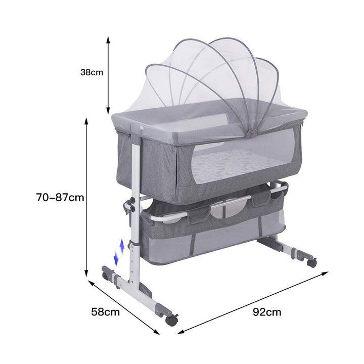 3 in 1 Babybett Höhenverstellung und Neigungsverstellung mit Bremse Stubenwagen Beistellbett Baby,Ba