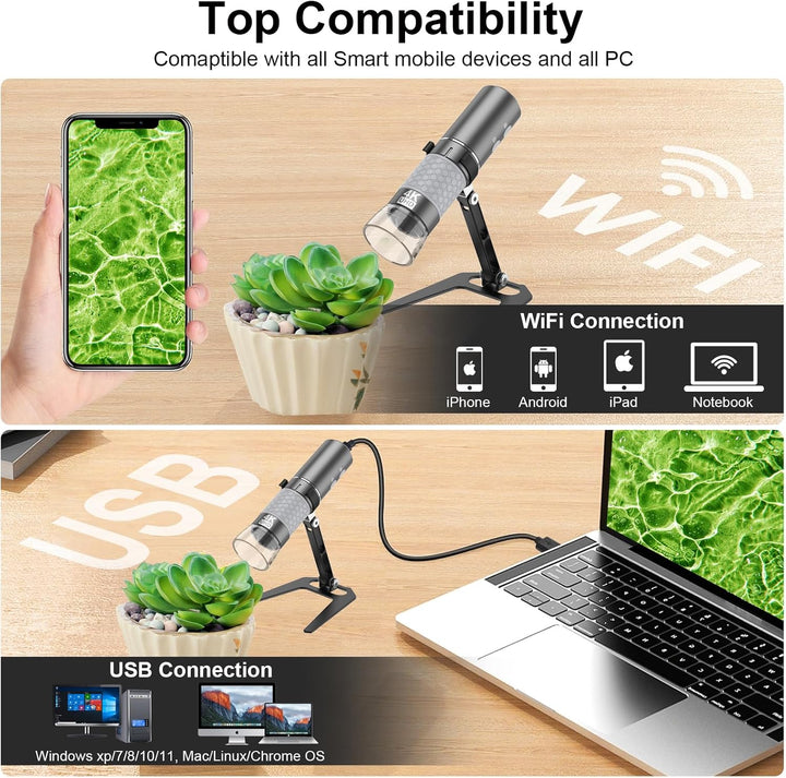 Cainda 4K 3840x2160p WiFi Digitalmikroskop für iPhone Android Telefon und Windows Mac PC, drahtlose