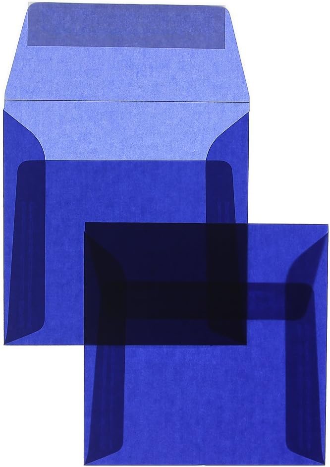 Farbige Transparent-Hüllen | Premium | 220 x 220 mm Blau (100 Stück) mit Abziehstreifen | Briefhülle