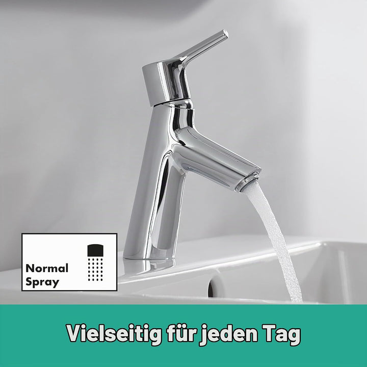 hansgrohe Wasserhahn Talis S (Armatur mit Auslauf Höhe 80mm und Push-Open Ablaufgarnitur) Chrom