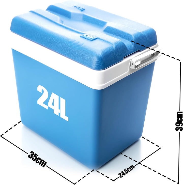 BigDean Kühlbox 24 Liter blau/weiss - Isolierbox mit bis zu 11 Std. Kühlung - Thermobox aus Kunststo