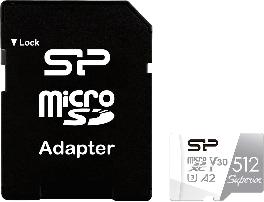 Silicon Power 512GB Superior Micro SDXC UHS-I (U3), V30 4K A2, Compatible with GoPro Hero 9 High Spe