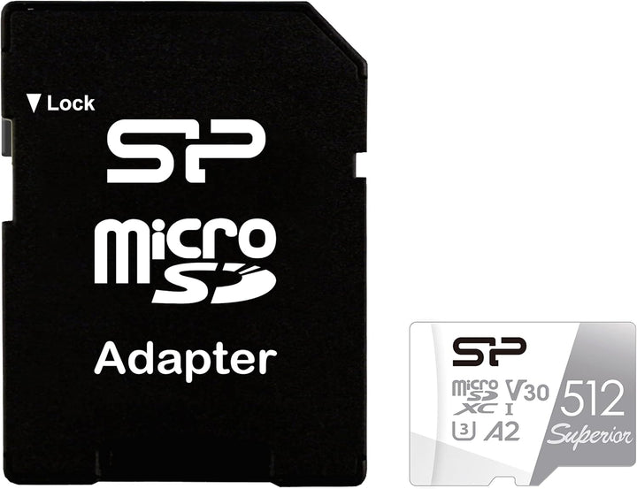 Silicon Power 512GB Superior Micro SDXC UHS-I (U3), V30 4K A2, Compatible with GoPro Hero 9 High Spe