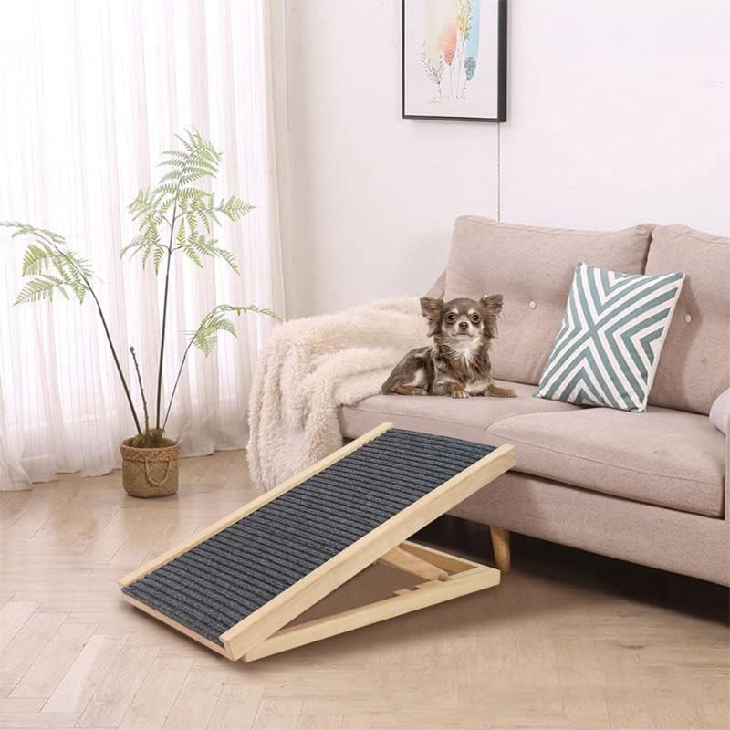 Verstellbare Haustierrampe für Bett, Couch, Pfotengriff, Anti-Rutsch-Teppich, Hunderampe Auto, 2 Hoc
