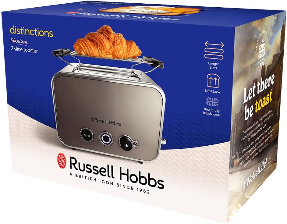 Russell Hobbs Toaster [für 2 Scheiben] Distinctions Edelstahl Titanium (extra breite Toastschlitze,i