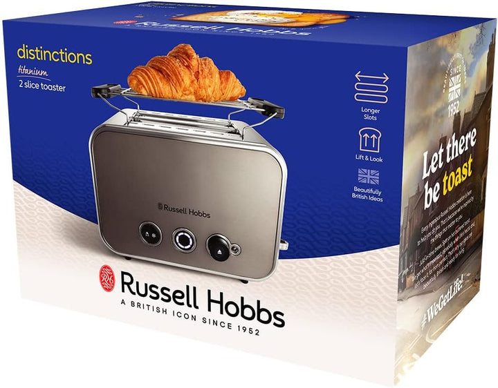 Russell Hobbs Toaster [für 2 Scheiben] Distinctions Edelstahl Titanium (extra breite Toastschlitze,i