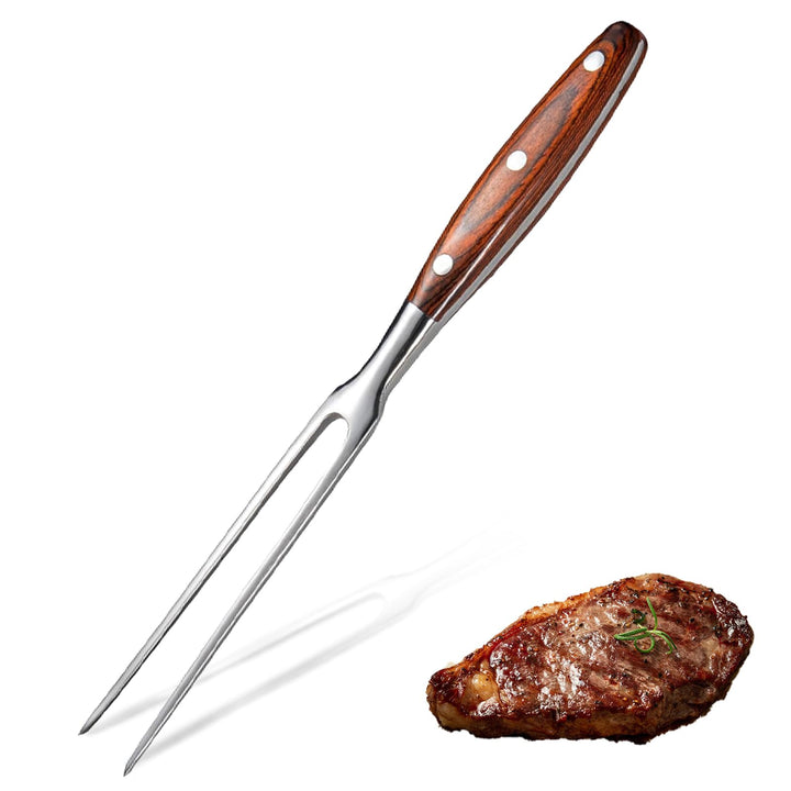Edelstahl Grillgabel mit Holzgriff, Fleischgabel aus Rostfreiem Stahl, Fleischgabel mit Holzgriff, T