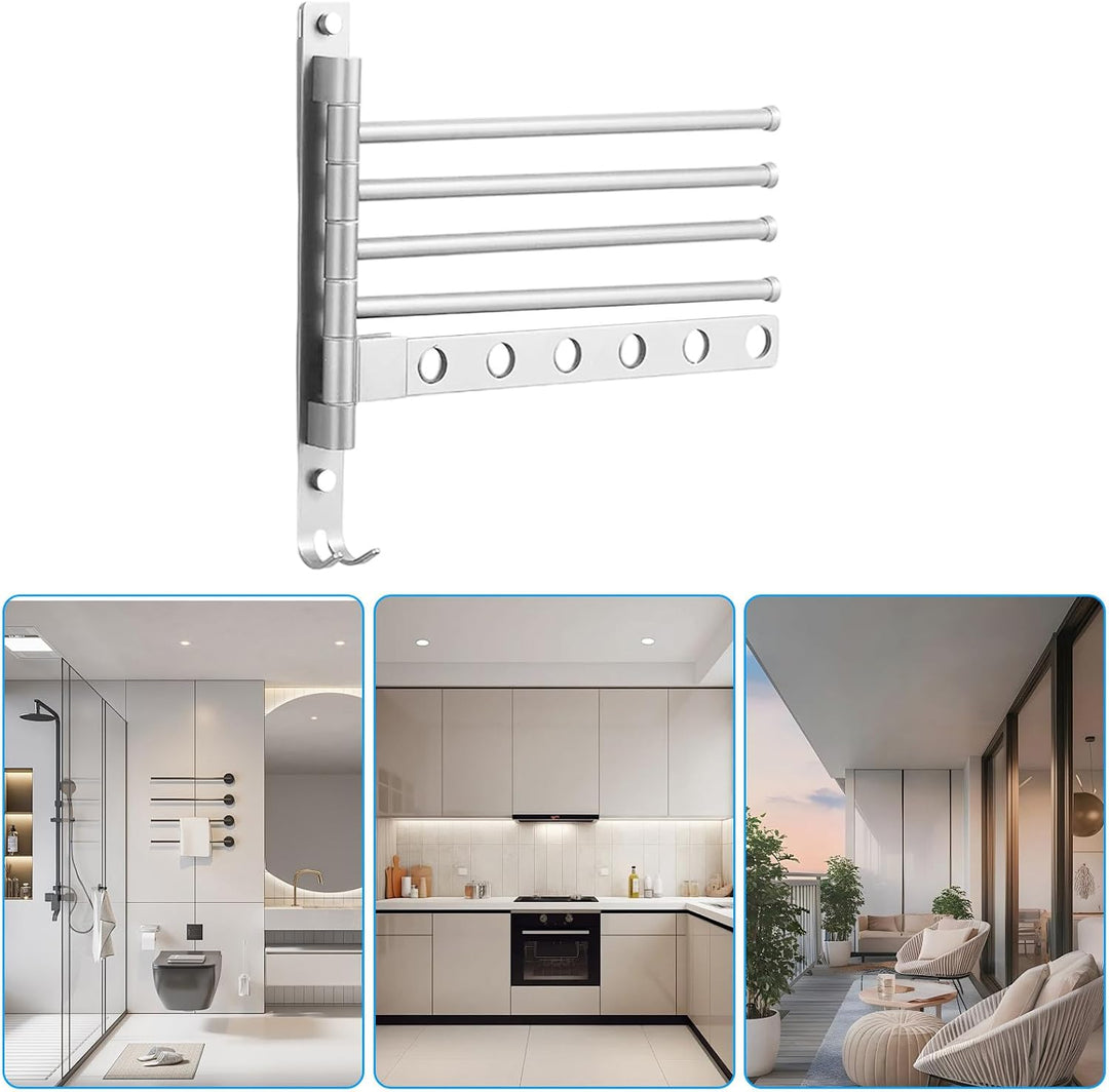 Handtuchhalter Für Die Wand | Schwenkbarer 4-Arm Handtuchhalter,Platzsparender Aluminium Organizer S