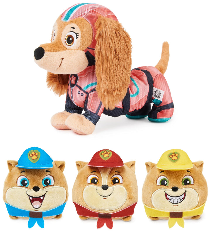 PAW PATROL: Der Mighty Kinofilm, Liberty Plüschfigur mit Stretch-Funktion und 3 Junior Patroller Min