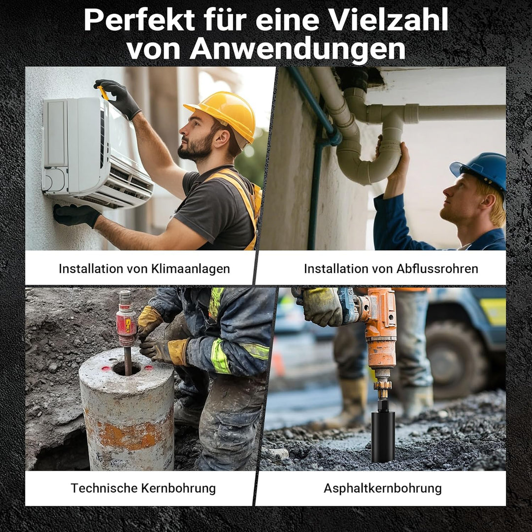 Wiltec Diamantbohrkrone Typ 2 (Mesh) Ø 102 mm, Bohrkrone 450 mm, 1¼ UNC Nassbohrkrone, Diamantbohrer