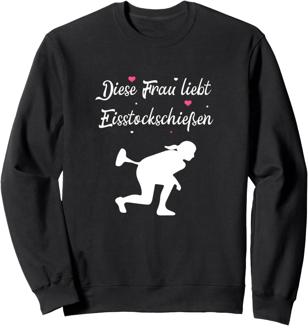 Diese Frau liebt Eisstockschiessen Damen Herz Eisstock Sweatshirt