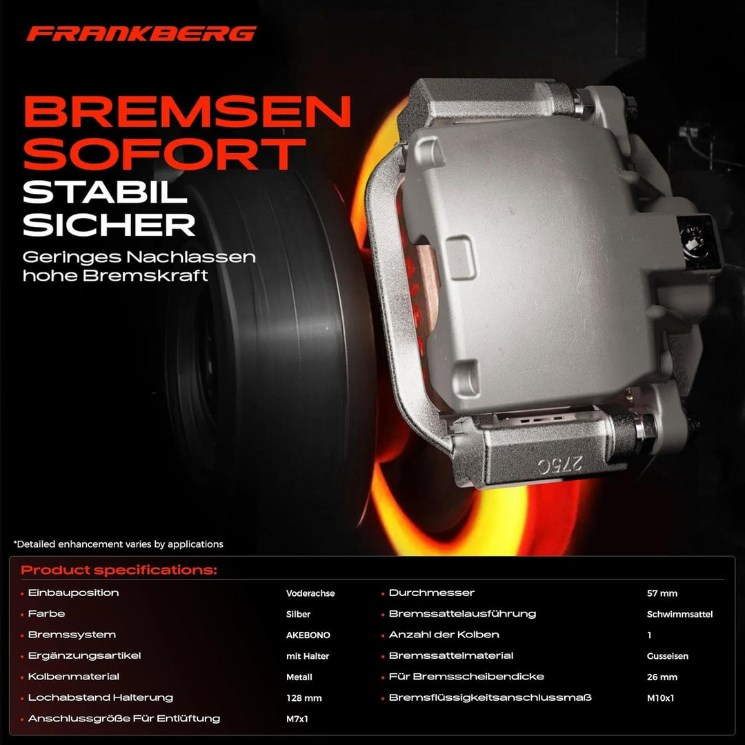 Frankberg 2x Bremssattel Bremszange mit Träger Vorne Links Rechts Kompatibel mit Sebring JS 2007-201